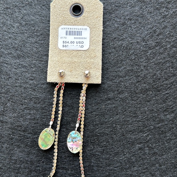 NEW Anthropologie long crystal emerald drop earrings. - Picture 5 of 7